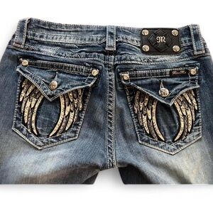 Miss Me Blue Jeans with Embellished Pockets